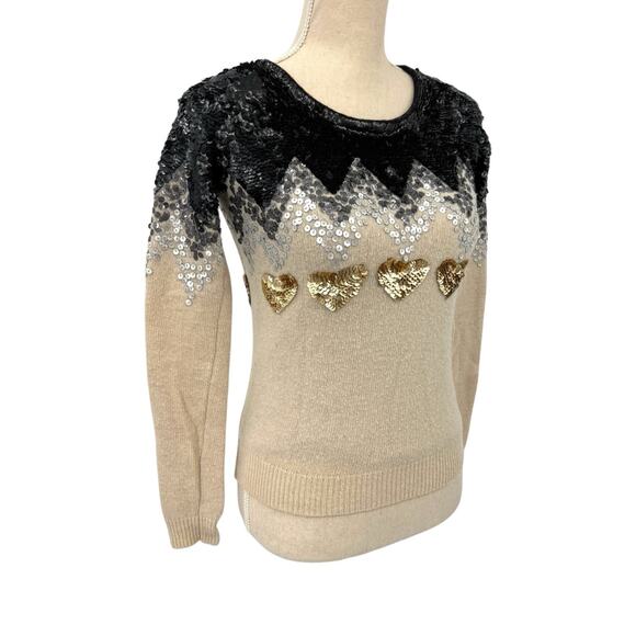 Twin-Set by Simona Barbieri Sweater XS Heart Sequins Wool Blend Crewneck Party - Picture 1 of 12